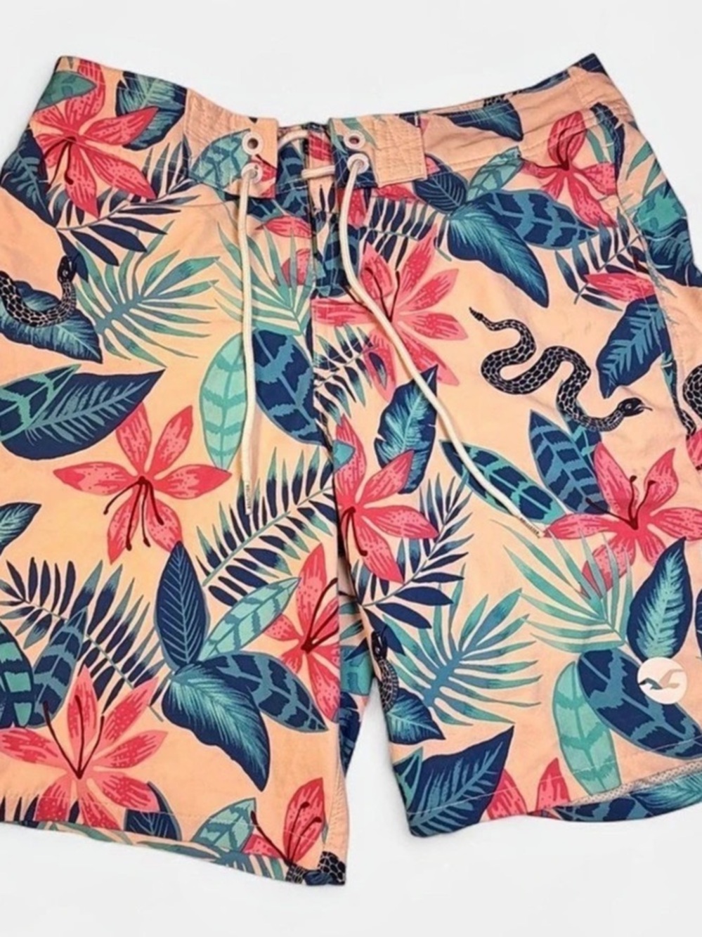 Hollister Epic Flex Tropical Floral & Snake Print Swim Floral Trunks size 30, S